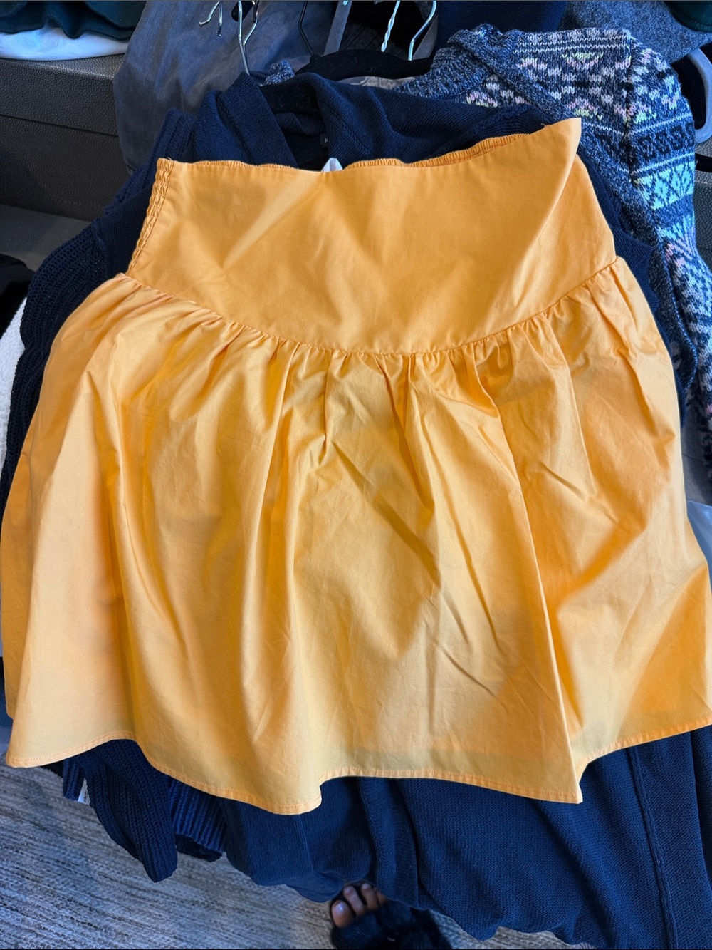 Bright orange Gathered Waist Circle Skirt